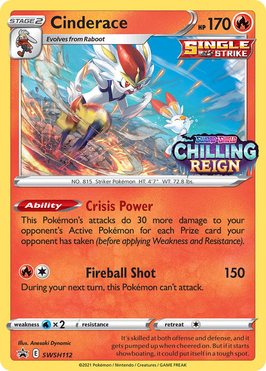 (112) Pokemon TCG SWSH Black Star Promos Single: Cinderace  Promo