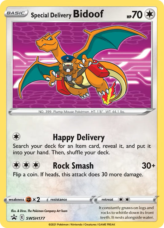 (177) Pokemon TCG SWSH Black Star Promos Single: Special Delivery Bidoof  Promo