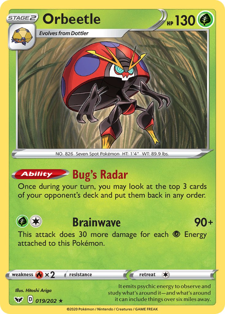 (019/202) Pokemon TCG Sword & Shield Single: Orbeetle Reverse Holo Rare