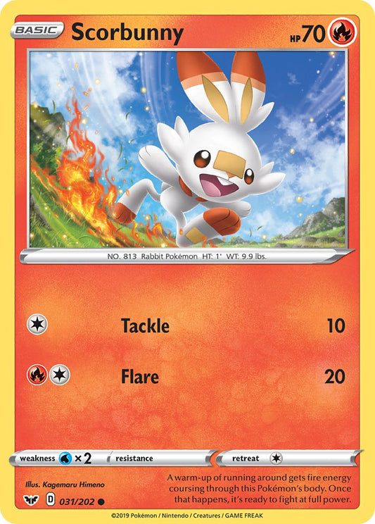 (031/202) Pokemon TCG Sword & Shield Single: Scorbunny  Common