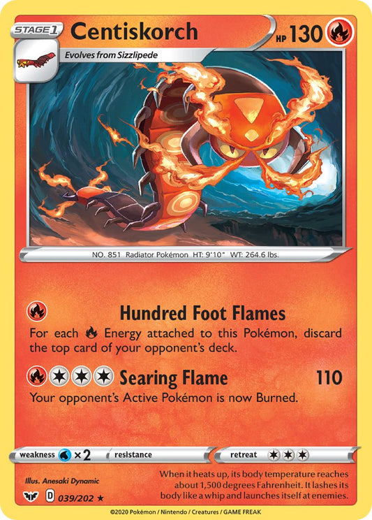 (039/202) Pokemon TCG Sword & Shield Single: Centiskorch Reverse Holo Rare