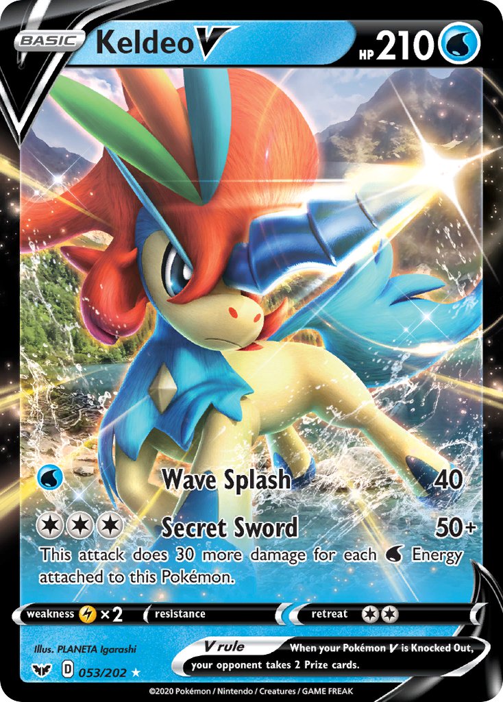(053/202) Pokemon TCG Sword & Shield Single: Keldeo V  Ultra Rare