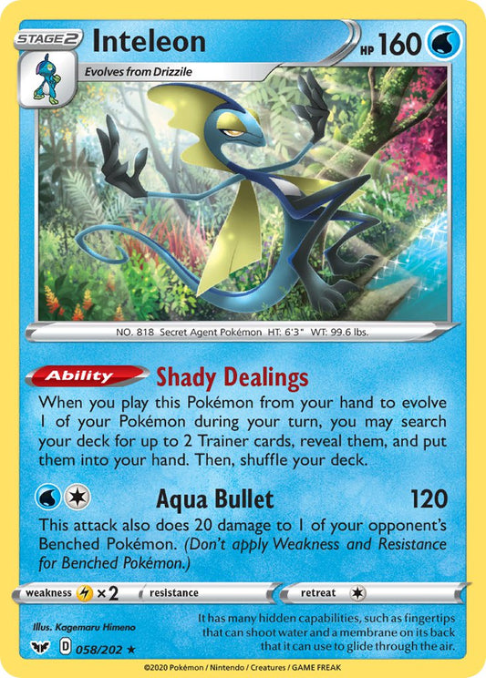 (058/202) Pokemon TCG Sword & Shield Single: Inteleon  Holo Rare