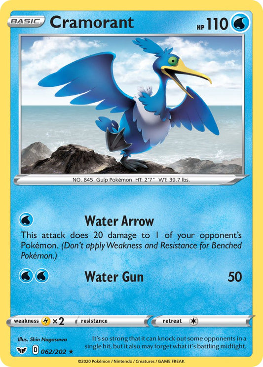 (062/202) Pokemon TCG Sword & Shield Single: Cramorant Reverse Holo Rare