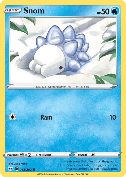 (063/202) Pokemon TCG Sword & Shield Single: Snom Reverse Holo Common