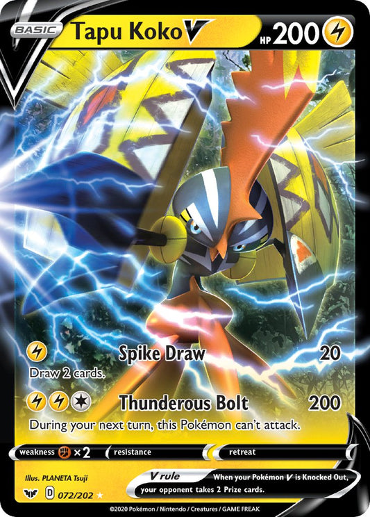 (072/202) Pokemon TCG Sword & Shield Single: Tapu Koko V  Ultra Rare