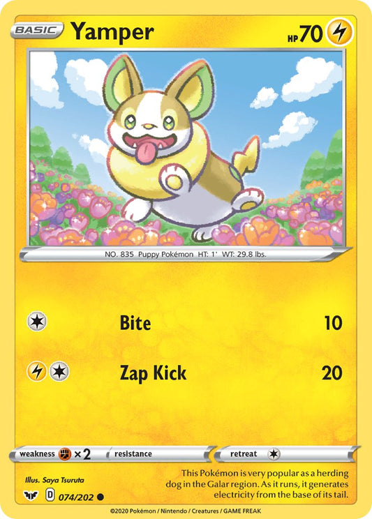 (074/202) Pokemon TCG Sword & Shield Single: Yamper Reverse Holo Common