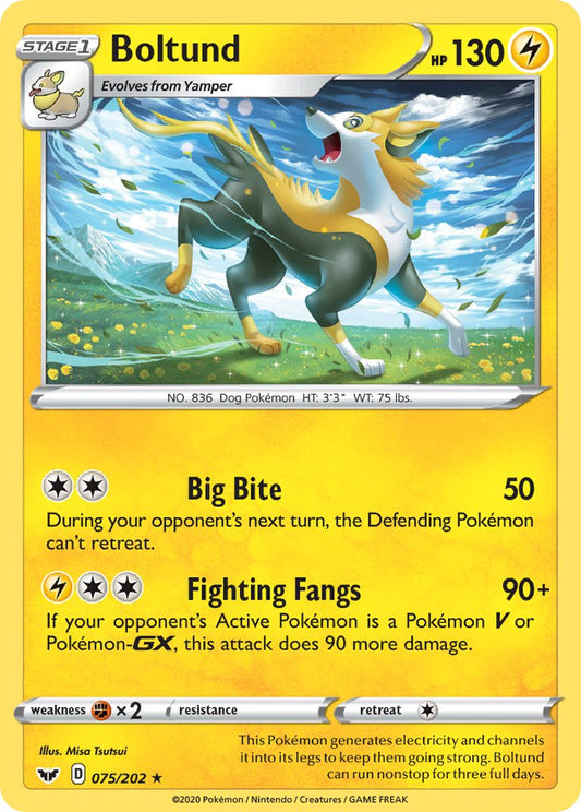 (075/202) Pokemon TCG Sword & Shield Single: Boltund Reverse Holo Holo Rare