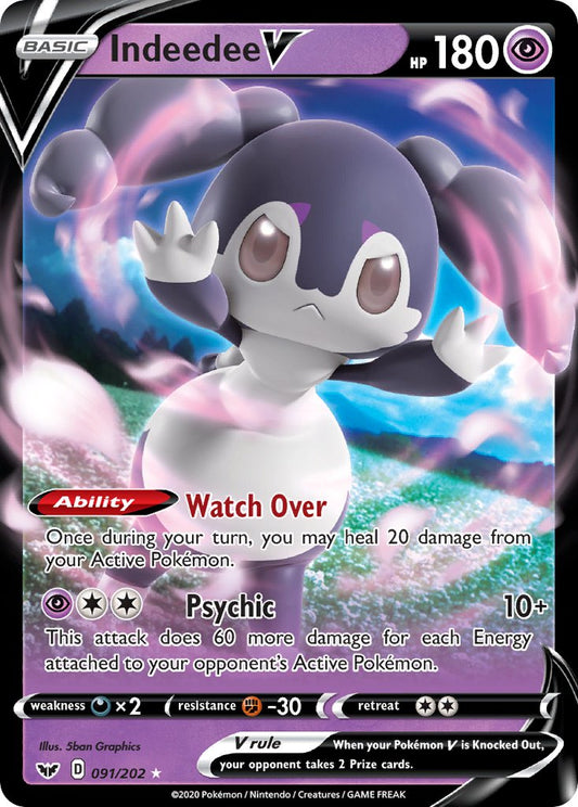 (091/202) Pokemon TCG Sword & Shield Single: Indeedee V  Ultra Rare