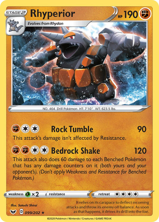 (099/202) Pokemon TCG Sword & Shield Single: Rhyperior  Holo Rare