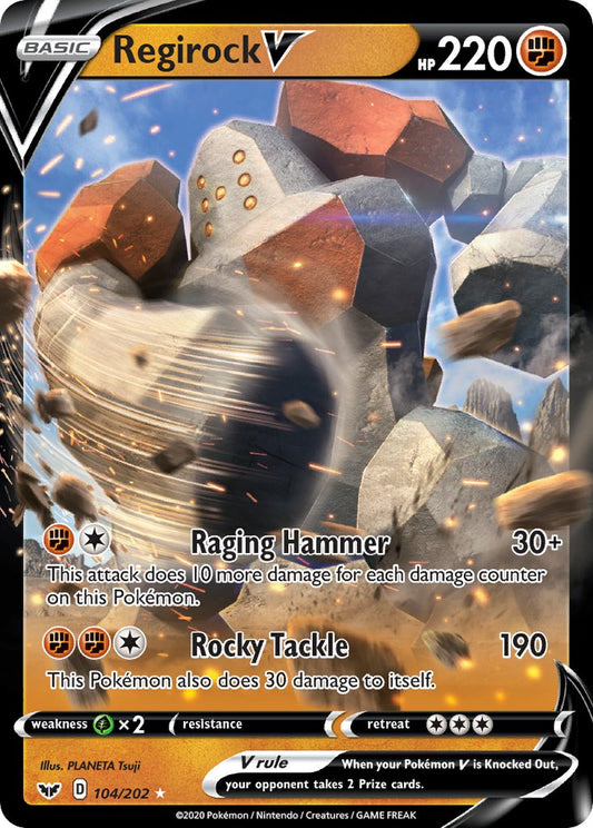 (104/202) Pokemon TCG Sword & Shield Single: Regirock V  Ultra Rare