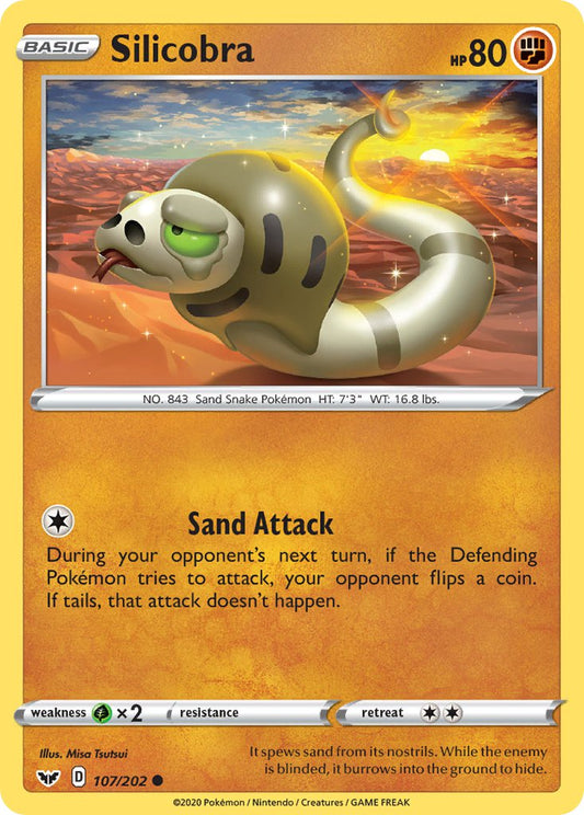 (107/202) Pokemon TCG Sword & Shield Single: Silicobra Reverse Holo Common