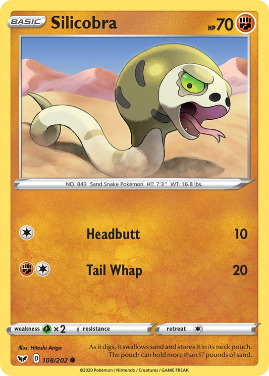 (108/202) Pokemon TCG Sword & Shield Single: Silicobra  Common