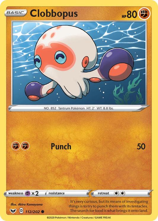 (112/202) Pokemon TCG Sword & Shield Single: Clobbopus Reverse Holo Common