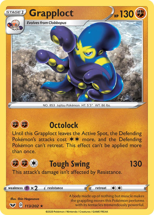 (113/202) Pokemon TCG Sword & Shield Single: Grapploct Reverse Holo Rare