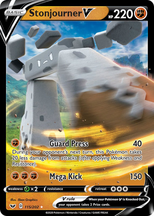 (115/202) Pokemon TCG Sword & Shield Single: Stonjourner V  Ultra Rare