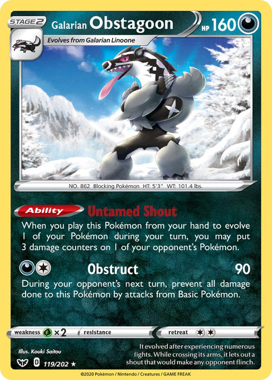 (119/202) Pokemon TCG Sword & Shield Single: Galarian Obstagoon  Holo Rare