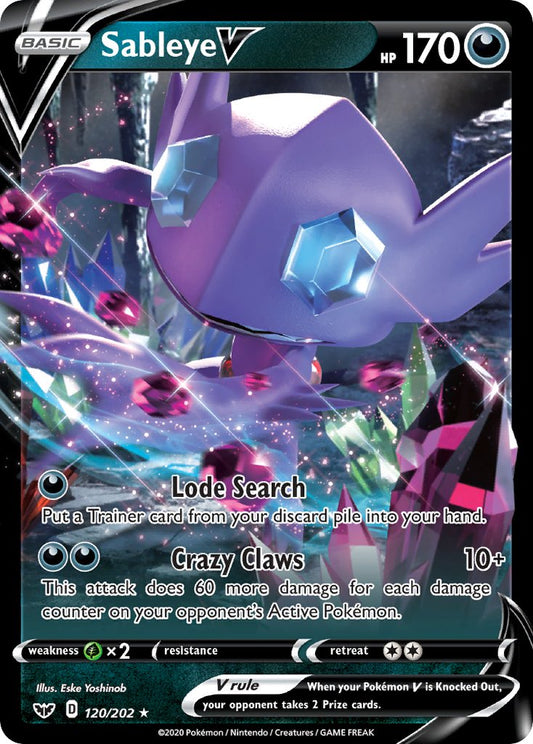 (120/202) Pokemon TCG Sword & Shield Single: Sableye V  Ultra Rare
