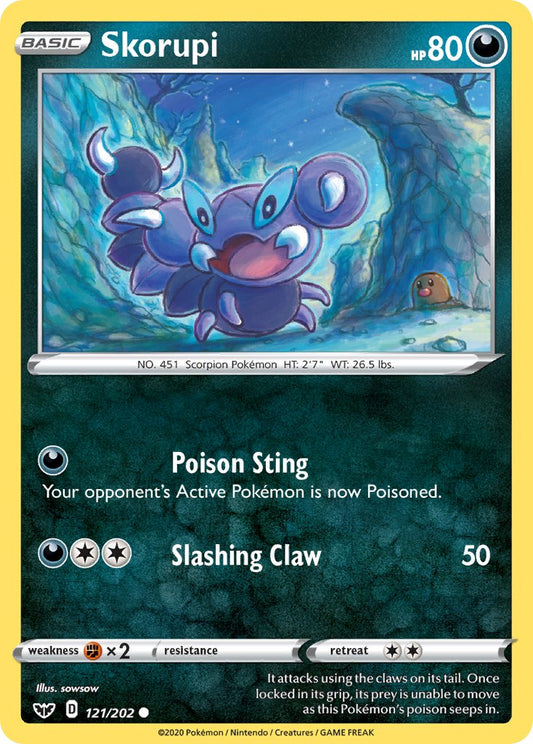 (121/202) Pokemon TCG Sword & Shield Single: Skorupi Reverse Holo Common