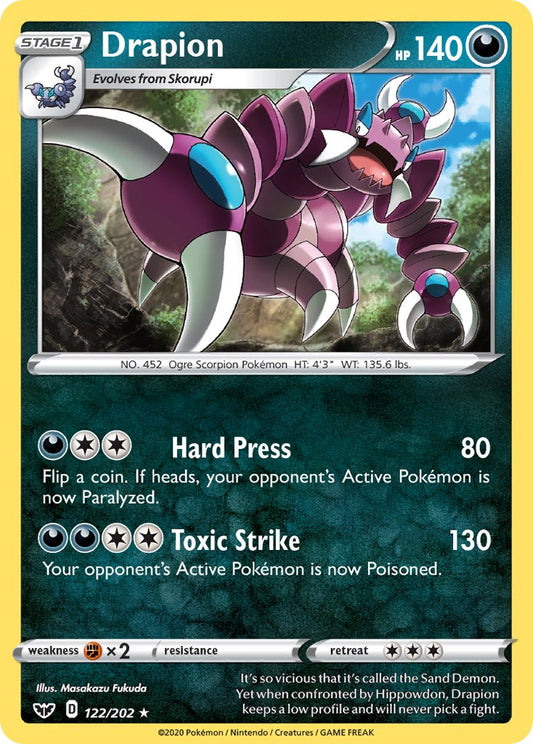 (122/202) Pokemon TCG Sword & Shield Single: Drapion Reverse Holo Rare