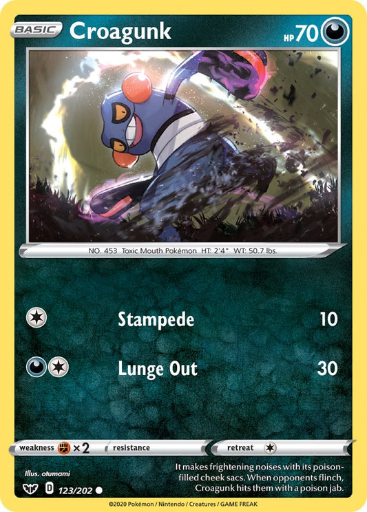 (123/202) Pokemon TCG Sword & Shield Single: Croagunk  Common