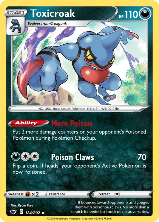 (124/202) Pokemon TCG Sword & Shield Single: Toxicroak Reverse Holo Holo Rare