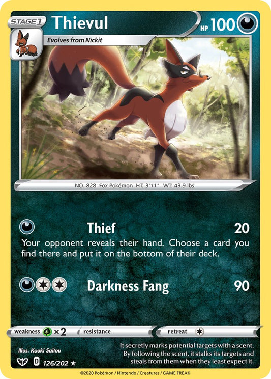 (126/202) Pokemon TCG Sword & Shield Single: Thievul Reverse Holo Rare