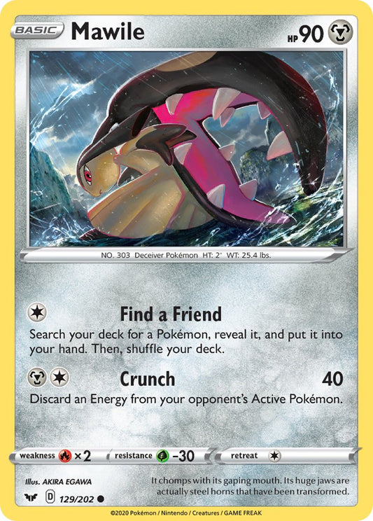 (129/202) Pokemon TCG Sword & Shield Single: Mawile Reverse Holo Common