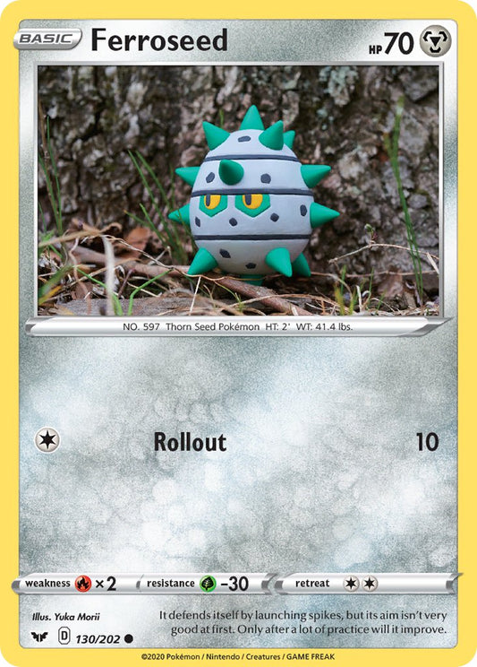 (130/202) Pokemon TCG Sword & Shield Single: Ferroseed Reverse Holo Common