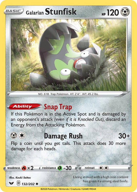 (132/202) Pokemon TCG Sword & Shield Single: Galarian Stunfisk  Uncommon