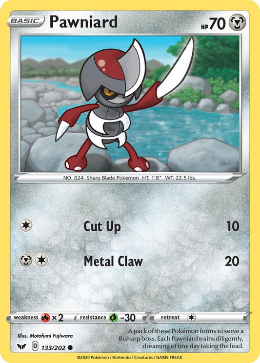 (133/202) Pokemon TCG Sword & Shield Single: Pawniard  Common
