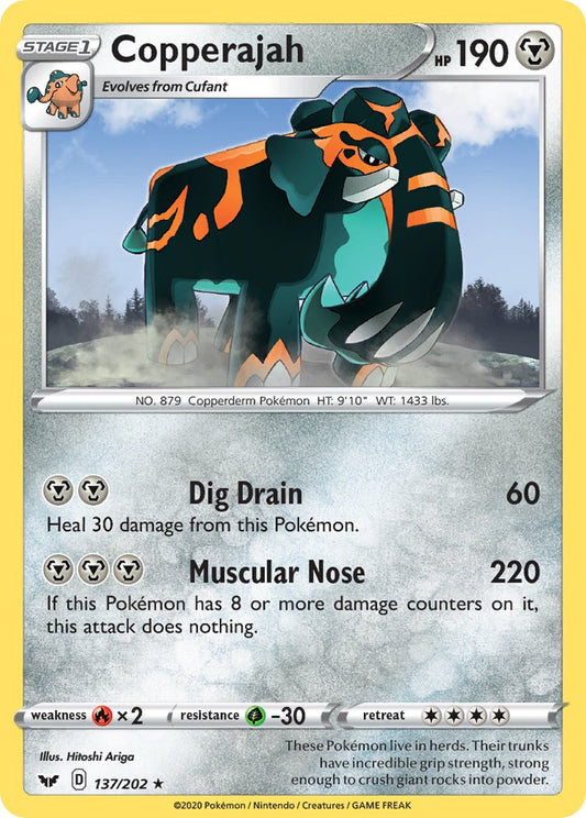 (137/202) Pokemon TCG Sword & Shield Single: Copperajah Reverse Holo Holo Rare