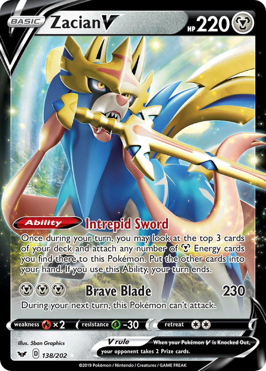 (138/202) Pokemon TCG Sword & Shield Single: Zacian V  Ultra Rare