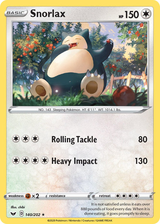 (140/202) Pokemon TCG Sword & Shield Single: Snorlax  Rare