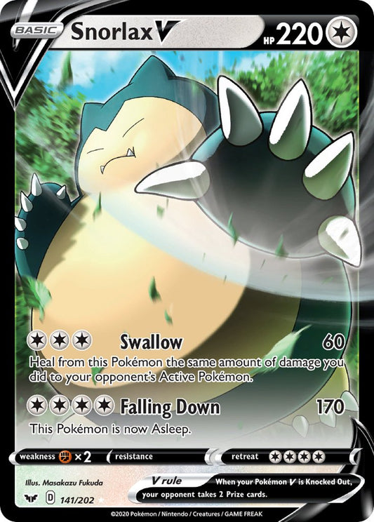 (141/202) Pokemon TCG Sword & Shield Single: Snorlax V  Ultra Rare