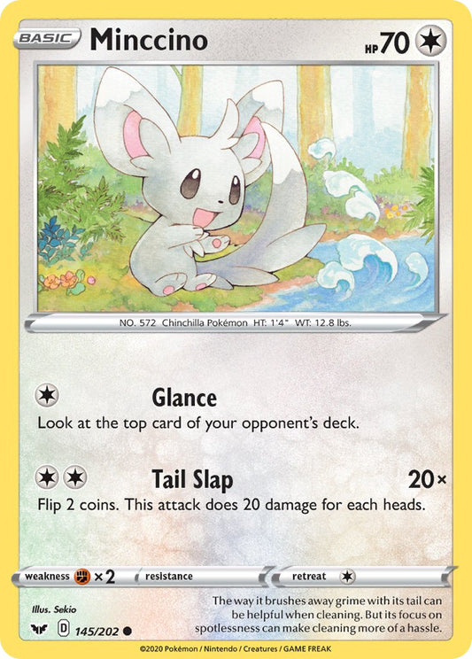 (145/202) Pokemon TCG Sword & Shield Single: Minccino Reverse Holo Common