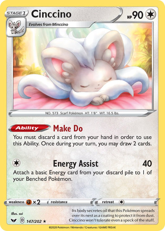 (147/202) Pokemon TCG Sword & Shield Single: Cinccino Reverse Holo Rare