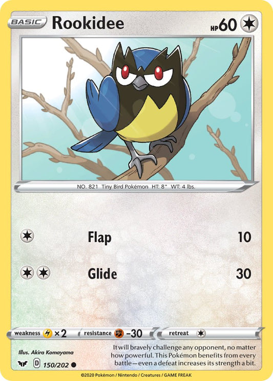 (150/202) Pokemon TCG Sword & Shield Single: Rookidee Reverse Holo Common