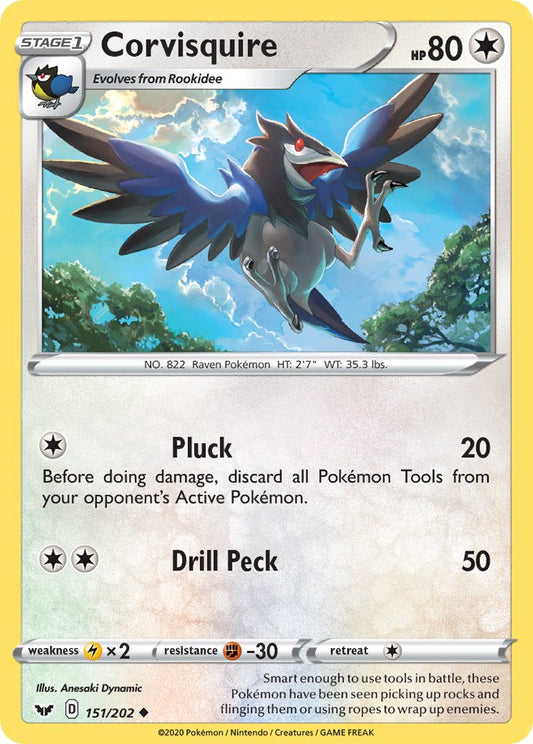 (151/202) Pokemon TCG Sword & Shield Single: Corvisquire  Uncommon