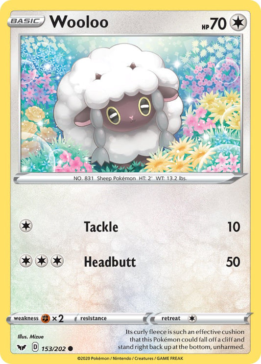 (153/202) Pokemon TCG Sword & Shield Single: Wooloo Reverse Holo Common