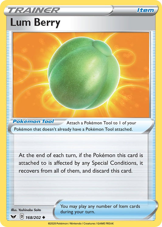 (168/202) Pokemon TCG Sword & Shield Single: Lum Berry Reverse Holo Uncommon