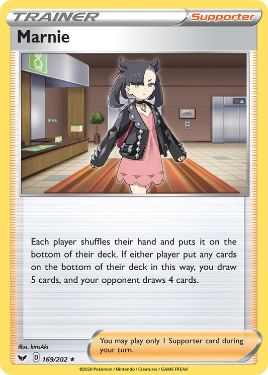(169/202) Pokemon TCG Sword & Shield Single: Marnie  Holo Rare