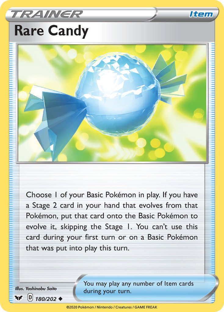 (180/202) Pokemon TCG Sword & Shield Single: Rare Candy Reverse Holo Uncommon