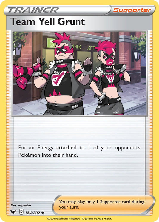 (184/202) Pokemon TCG Sword & Shield Single: Team Yell Grunt  Uncommon