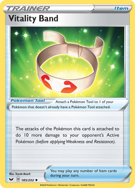 (185/202) Pokemon TCG Sword & Shield Single: Vitality Band  Uncommon