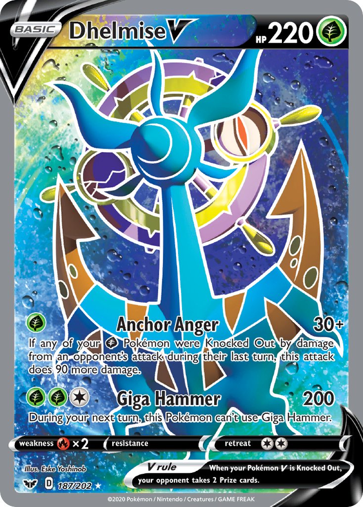 (187/202) Pokemon TCG Sword & Shield Single: Dhelmise V  Ultra Rare