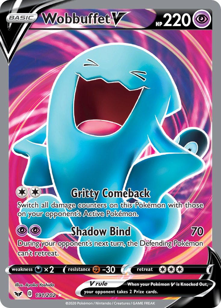 (191/202) Pokemon TCG Sword & Shield Single: Wobbuffet V  Ultra Rare