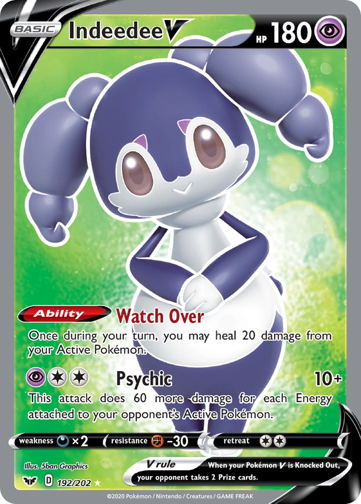(192/202) Pokemon TCG Sword & Shield Single: Indeedee V  Ultra Rare