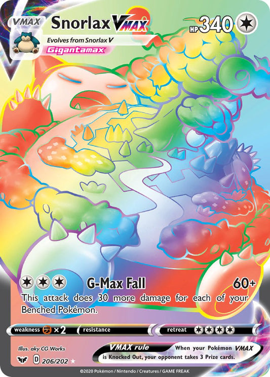 (206/202) Pokemon TCG Sword & Shield Single: Snorlax VMAX  Secret Rare
