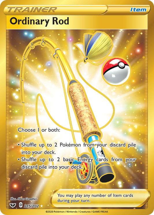 (215/202) Pokemon TCG Sword & Shield Single: Ordinary Rod  Secret Rare